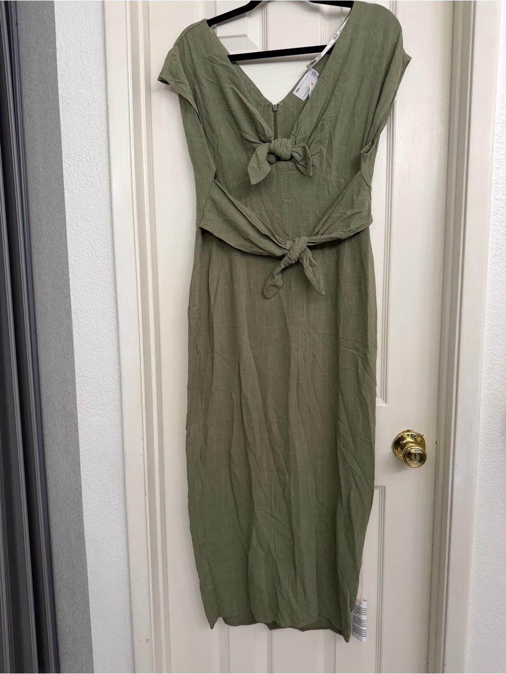 ASOS Olive Tie-Front Midi Dress